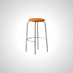 Checkered Wood Bar Stool with Chrome Legs