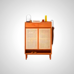 Hana Rattan Shoe Cabinet with Cherry Wood Frame - Ventilated Entryway Storage