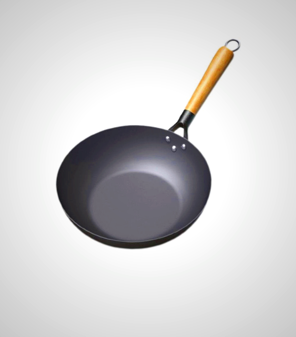 Cast Iron Wok with Flat Bottom for Even Heating