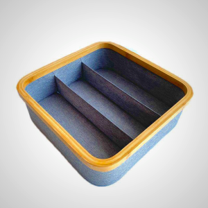 Fabric Lined Bamboo Frame Storage Box