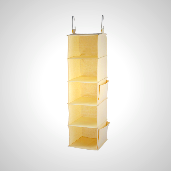 Canvas 5-Shelf Hanging Organizer for Wardrobe Storage