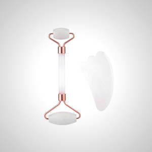 Natural Jade Facial Massager Set - Pink & White