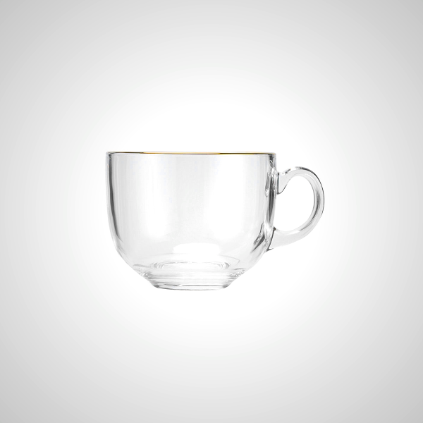 Elegant Gold Rimmed Glass Coffee Cup - Stylish & Durable