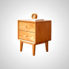 Elli Bedside Table - White Oak Wood with 2 Drawers