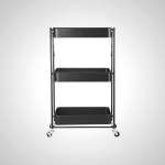 3 Tier Collapsible Trolley - Black/White