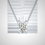 4 Prong Solitaire Diamond Pendant Necklace in White Gold