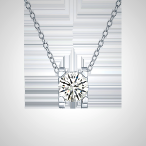 4 Prong Solitaire Diamond Pendant Necklace in White Gold