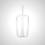 Clear Glass Milk Bottle with Straw and Removable Cap