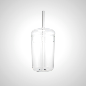 Clear Glass Milk Bottle with Straw and Removable Cap