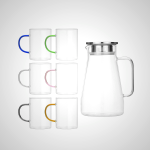 Glass Water Pitcher and Cup Set - Borosilicate Glass