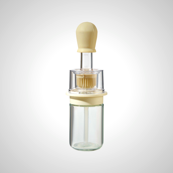 Glass Oil Bottle with Brush for Cooking & Grilling