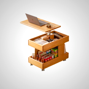 Damian Lift Top Side Table - Adjustable Height & Dual-Layer Storage