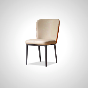 Elio Dining Chair - Brown Faux Leather Modern Design