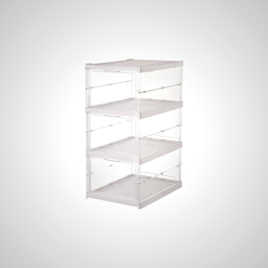 3-Layer Transparent Foldable Shoe Storage Box - White
