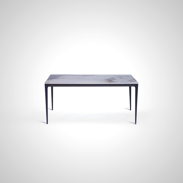 Arcadia Dining Table with Marble Effect Top and Black Tapered Legs
