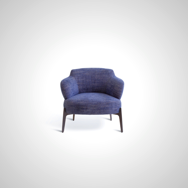 Emery Lounge Chair - Modern Navy Fabric with Wood Legs