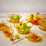 Amber Glass 6-Piece Dinnerware Set - Tempered Glass Kitchenware