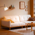 Ayako Boucle Fabric Sofa - Modern 3-Seater with Oak Frame