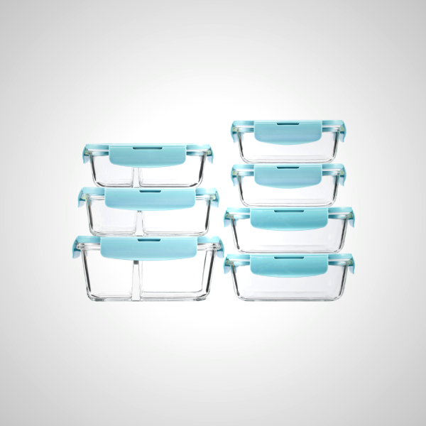 Glass Food Container Set - 7pc BPA-Free Meal Prep Containers