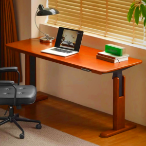 Bruce Electric Height-Adjustable Office Table - Solid Wood Standing Desk
