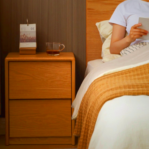 Asher Solid Wood Bedside Table - Oak & Ash Wood