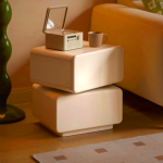 Elsa Rotating Bedside Table with Drawers - White