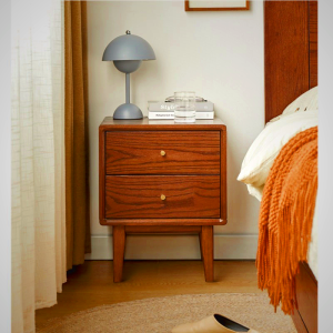 Avis Solid Wood Bedside Table with Dual Drawers