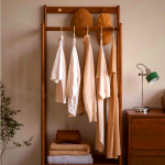 Asher Solid Wood Coat Rack with Shelf and Hooks