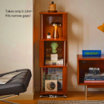 Archie Solid Wood Bookshelf with Wheels - Brown & Black