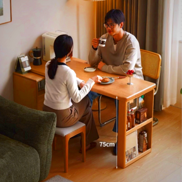 Eleanor Solid Wood Corner Desk with Bookshelf - Space-Saving Design